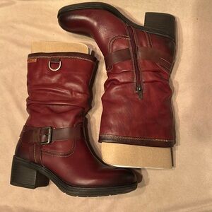 Pikolinos Mid-Calf boot, Euro size 38, Red wine color
